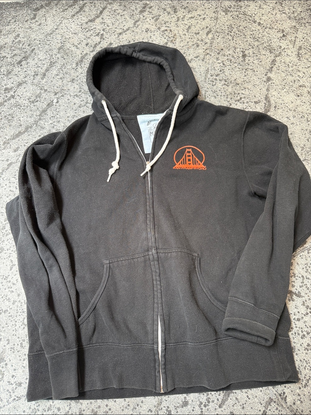 Men's Black San FranPsycho Zip Hoodie with Orange Logo